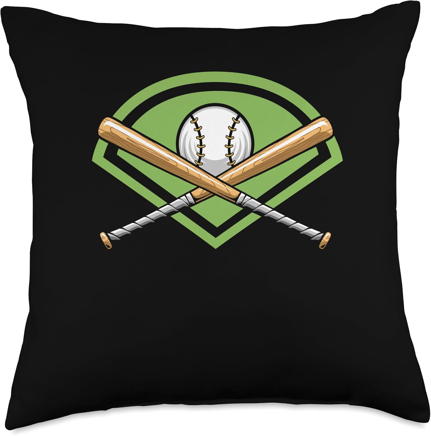 Baseball Bats Catcher Pitcher Throw Pillow 18x18 Multicolor