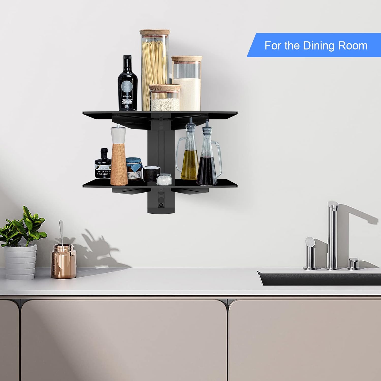 Suptek 2-Tier Floating Shelf Wall Bracket for TV and Media Equipment