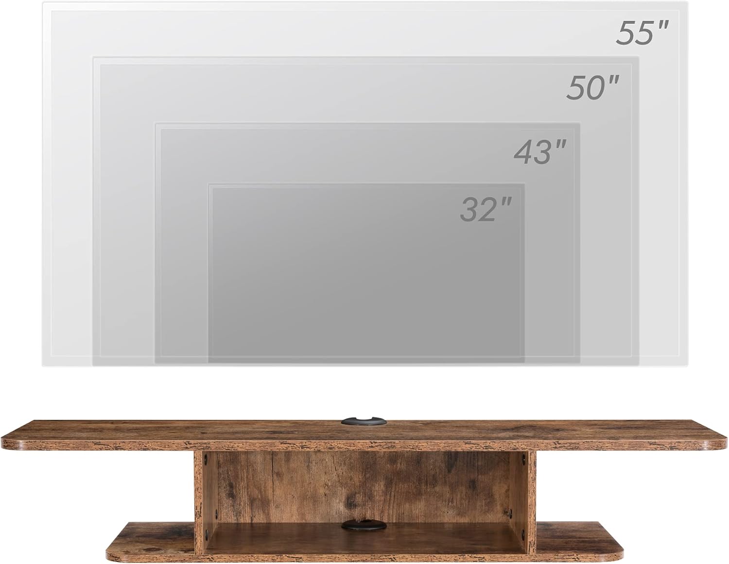FITUEYES 2-Tier Floating TV Shelf Wall Mount Rustic Brown