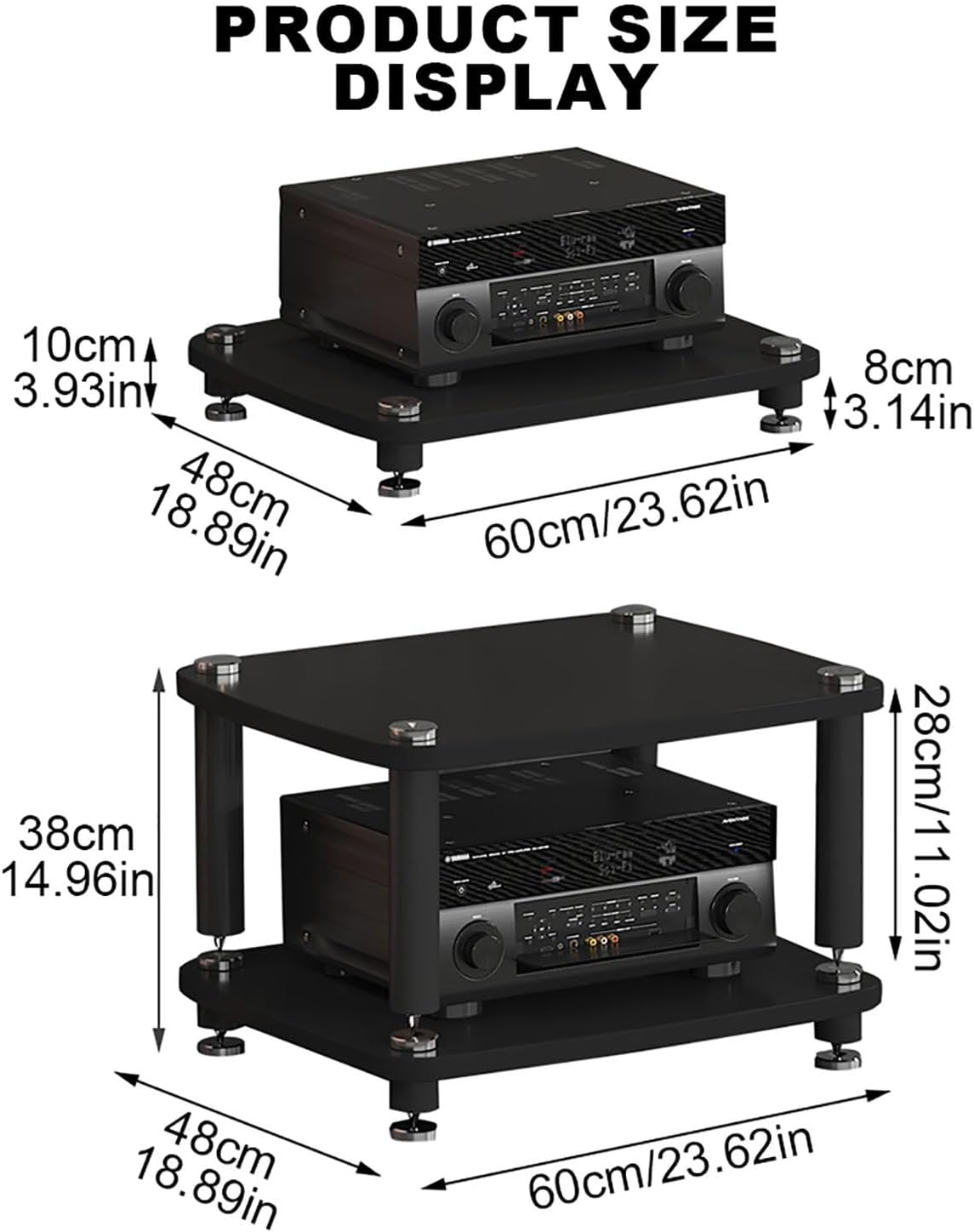 Red Corner Audio Visual Storage Rack 60x48x10cm