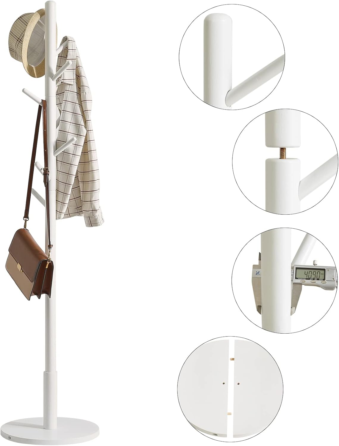 IBUYKE Coat Rack Stand with 8 Hooks and Solid Base