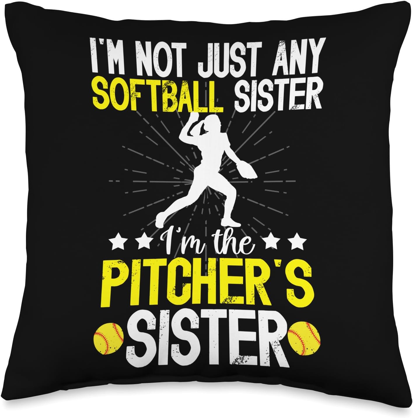 Softball Pitcher Sister Throw Pillow - Supportive and Proud