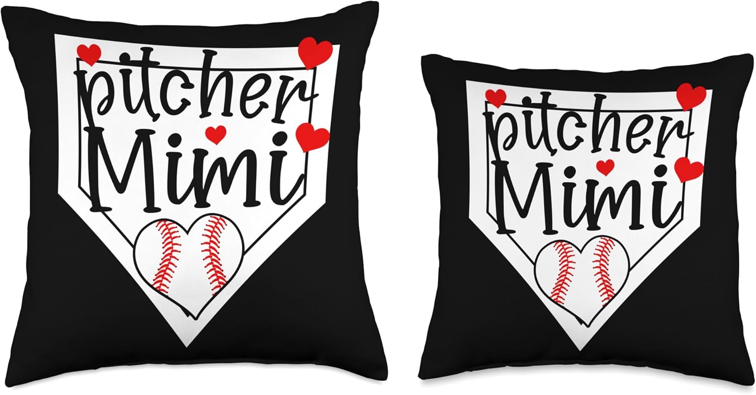 Baseball Pitcher Mimi Throw Pillow for Mothers Day