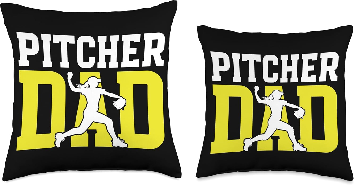 Softball Pitcher Dad Throw Pillow For Fathers Day