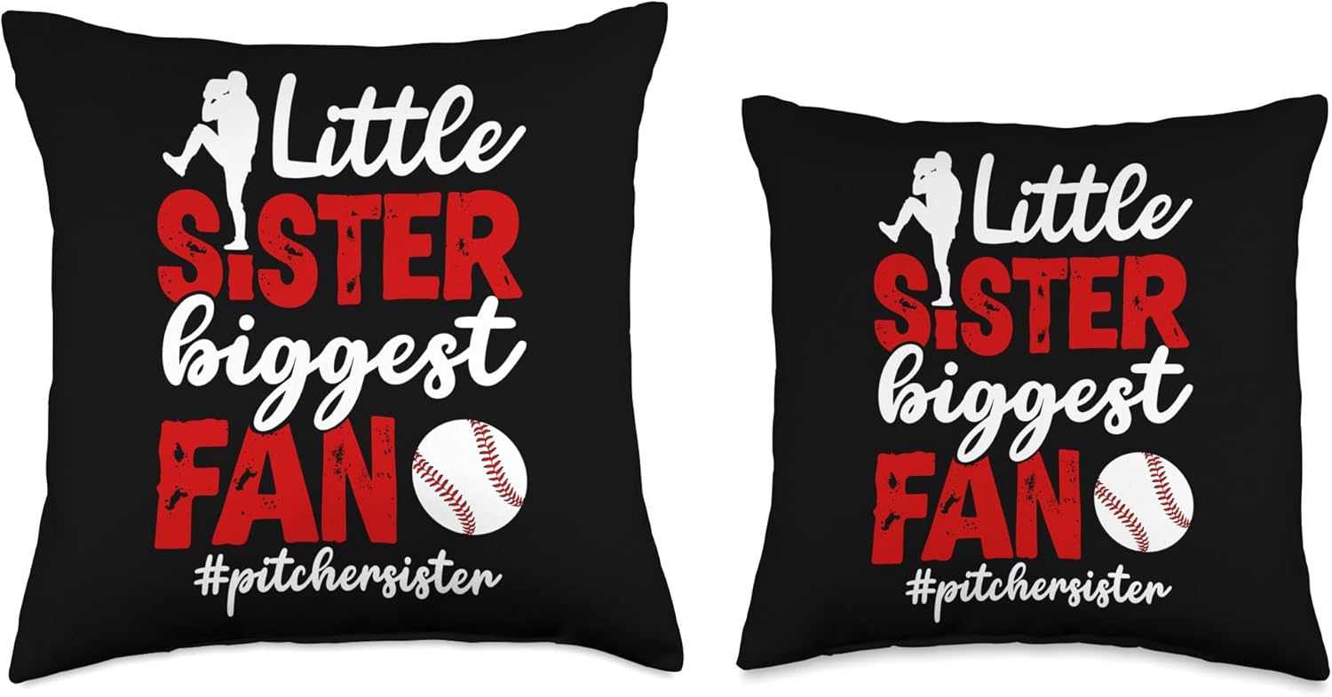 Little Sister Baseball Pitcher Throw Pillow