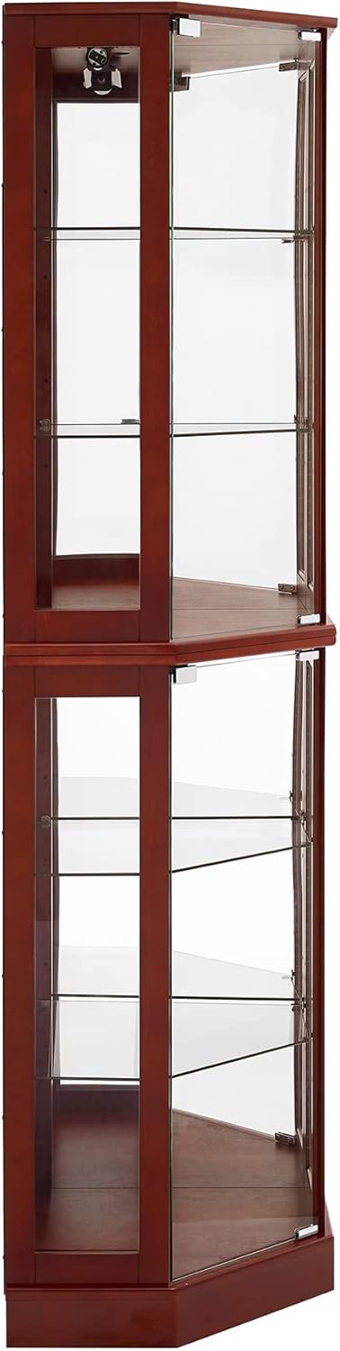6 Shelf Corner Curio Cabinet with Lights and Mirrors