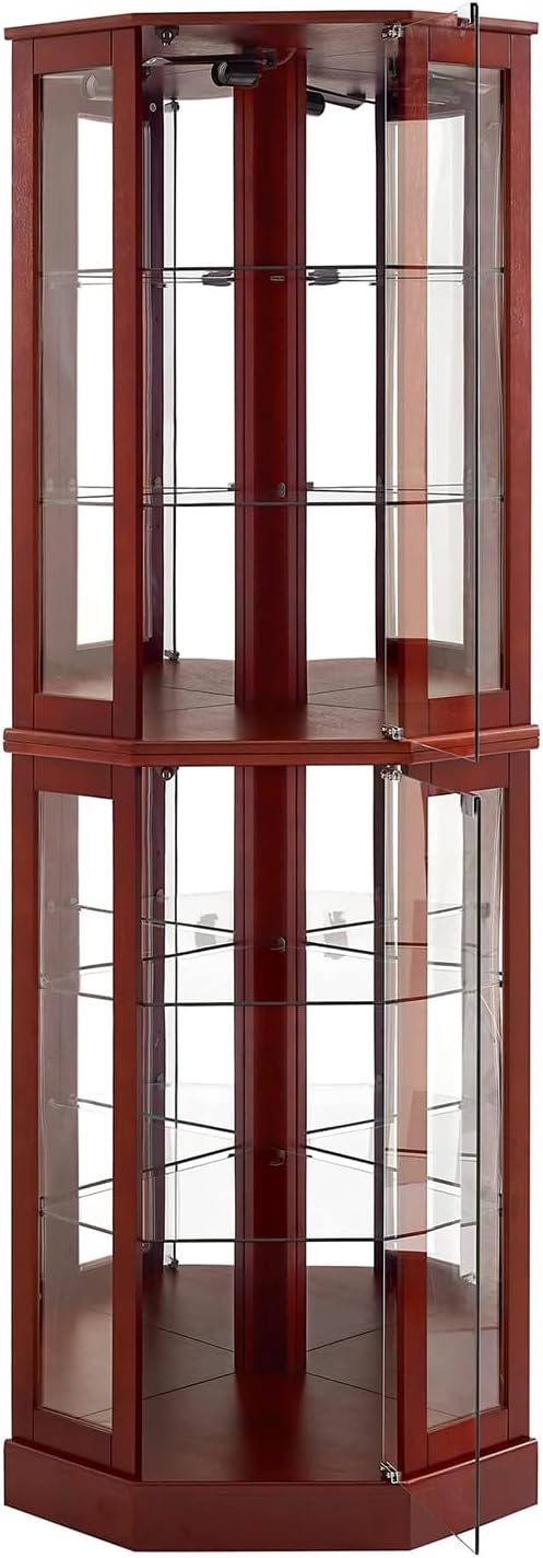 Corner Storage Display Cabinet with 6 Shelves and Lights