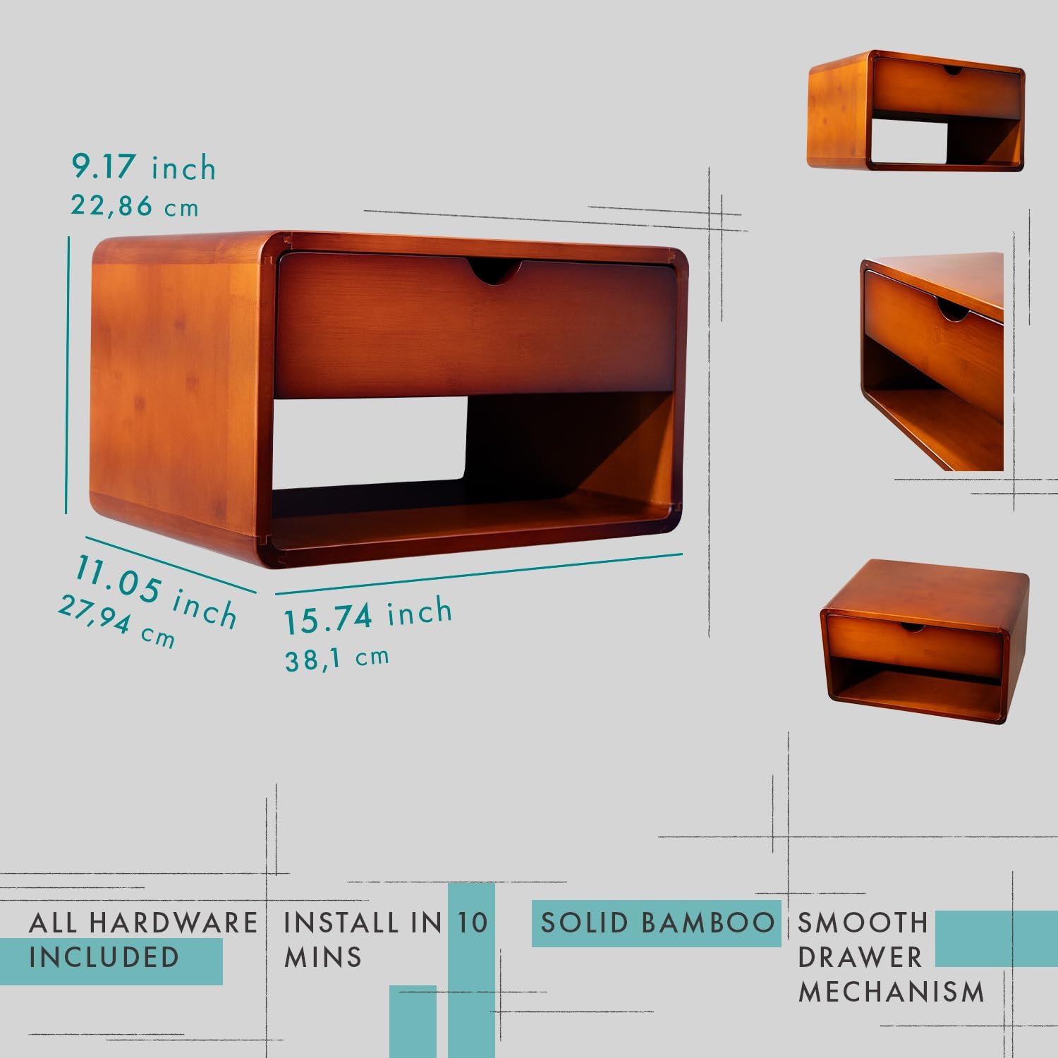Comfify Modern Floating Nightstand with Drawer