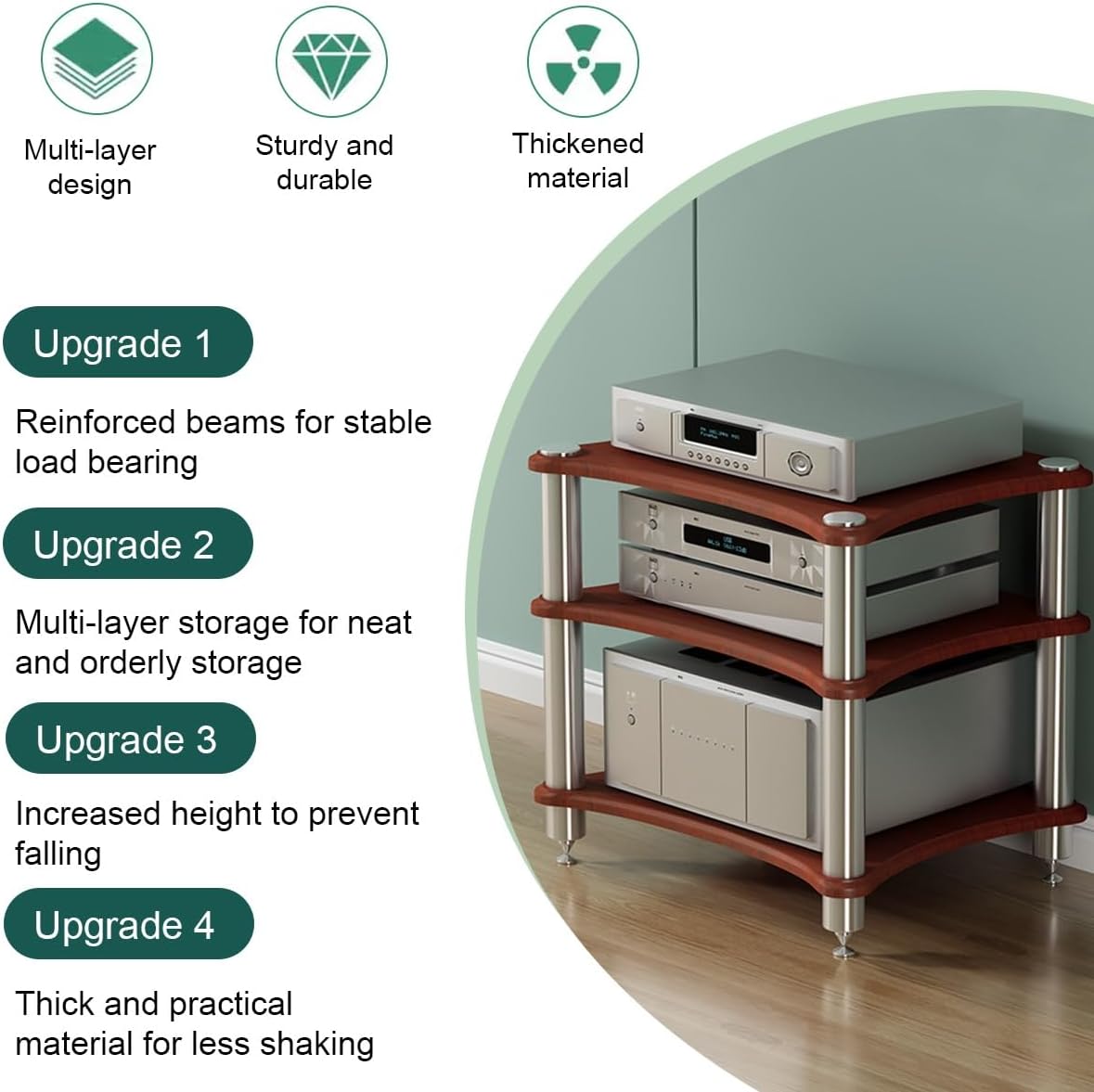 Nordivo 2 3 4 Tier AV Media Stand Component Cabinet