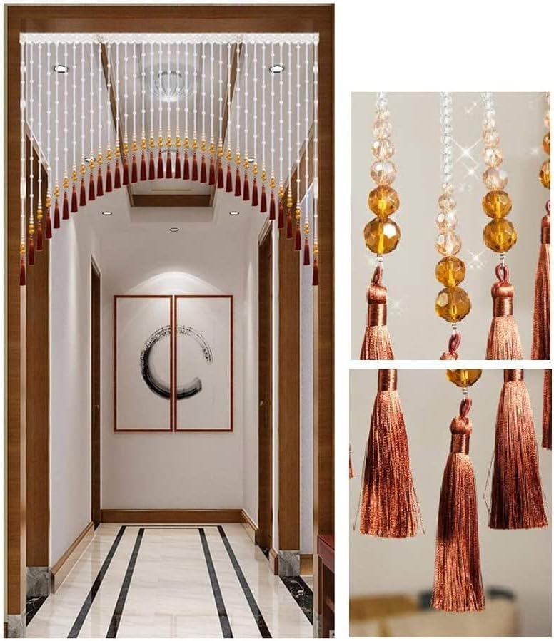 Tophacker Beaded Curtain with Tassels and Crystal Beads