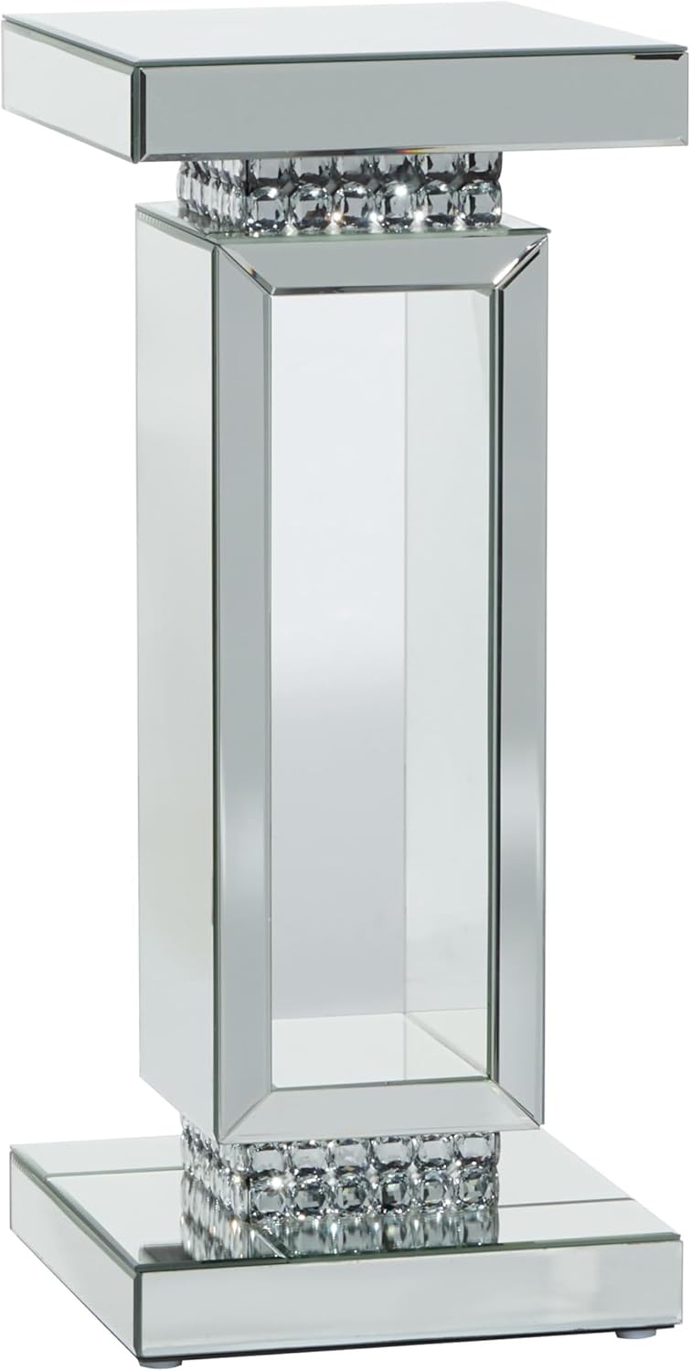 Deco 79 Silver Mirrored Pedestal Table 12x12x28