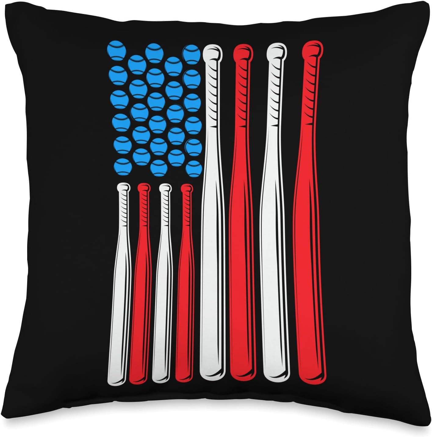 Baseball Pitcher Catching Throw Pillow with USA Flag