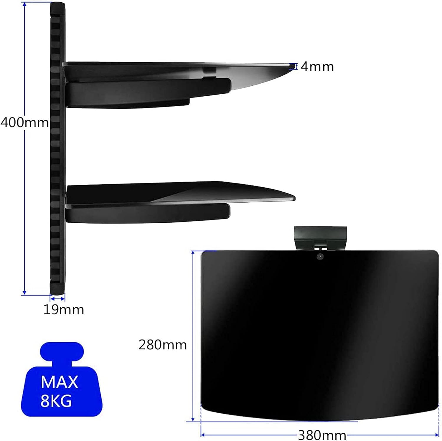 Suptek Speaker Mount with 2 Shelves Black CS202