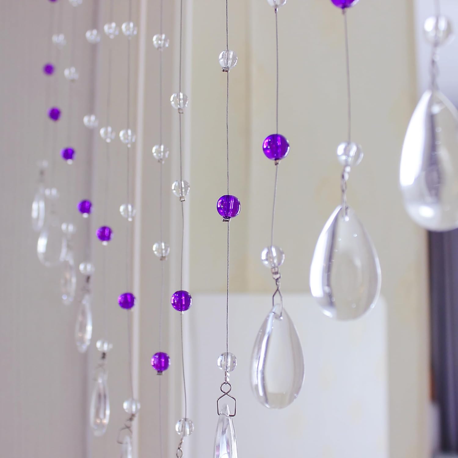 Hanging Crystal Glass Bead Curtain Purple 25 Strings