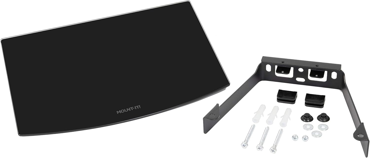 Mount-It Cable Box Tempered Glass Shelf Wall Mount 22 lbs Capacity Black