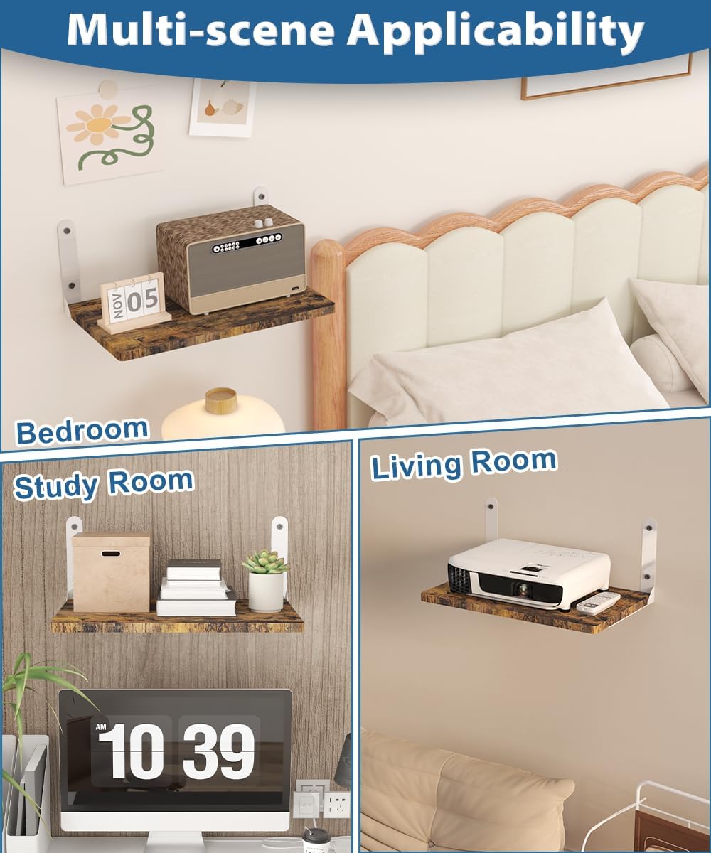 Ardier Wall-Mounted Projector Shelf Wooden Holder for 24 lbs