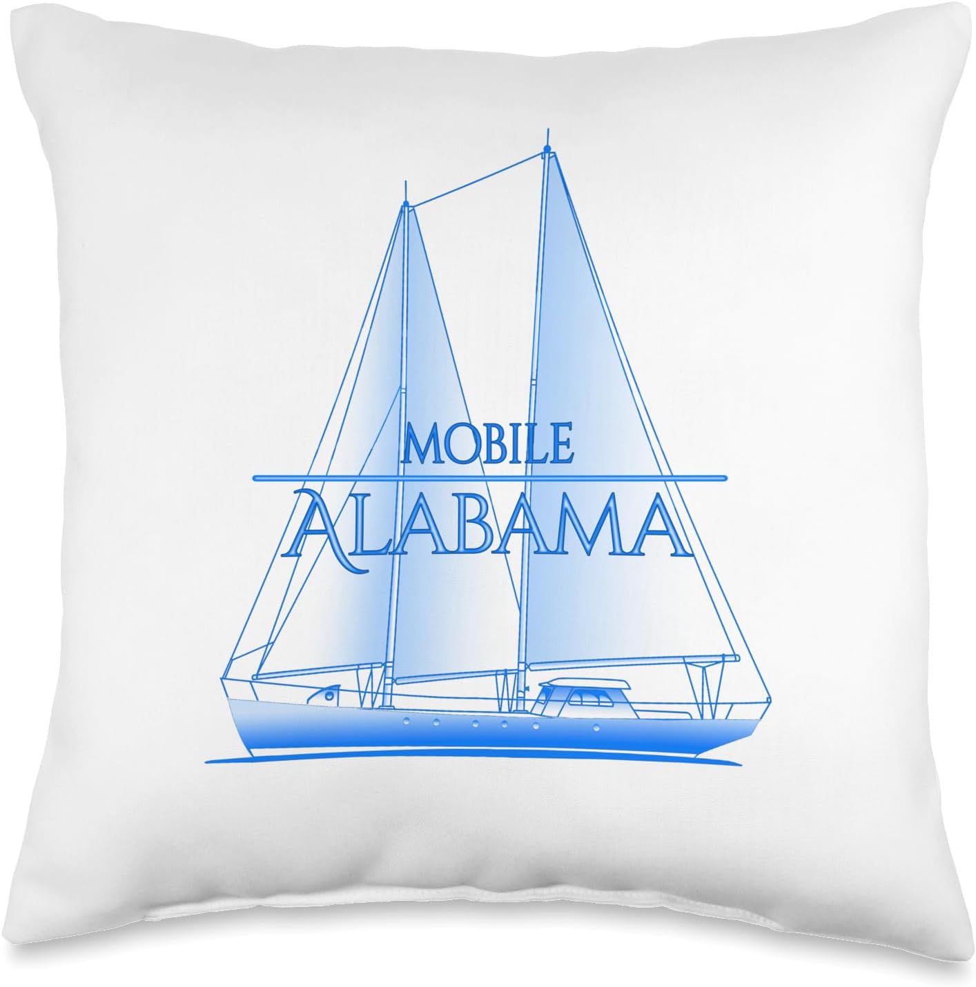 Mobile Coastal Nautical Sailing Throw Pillow 1