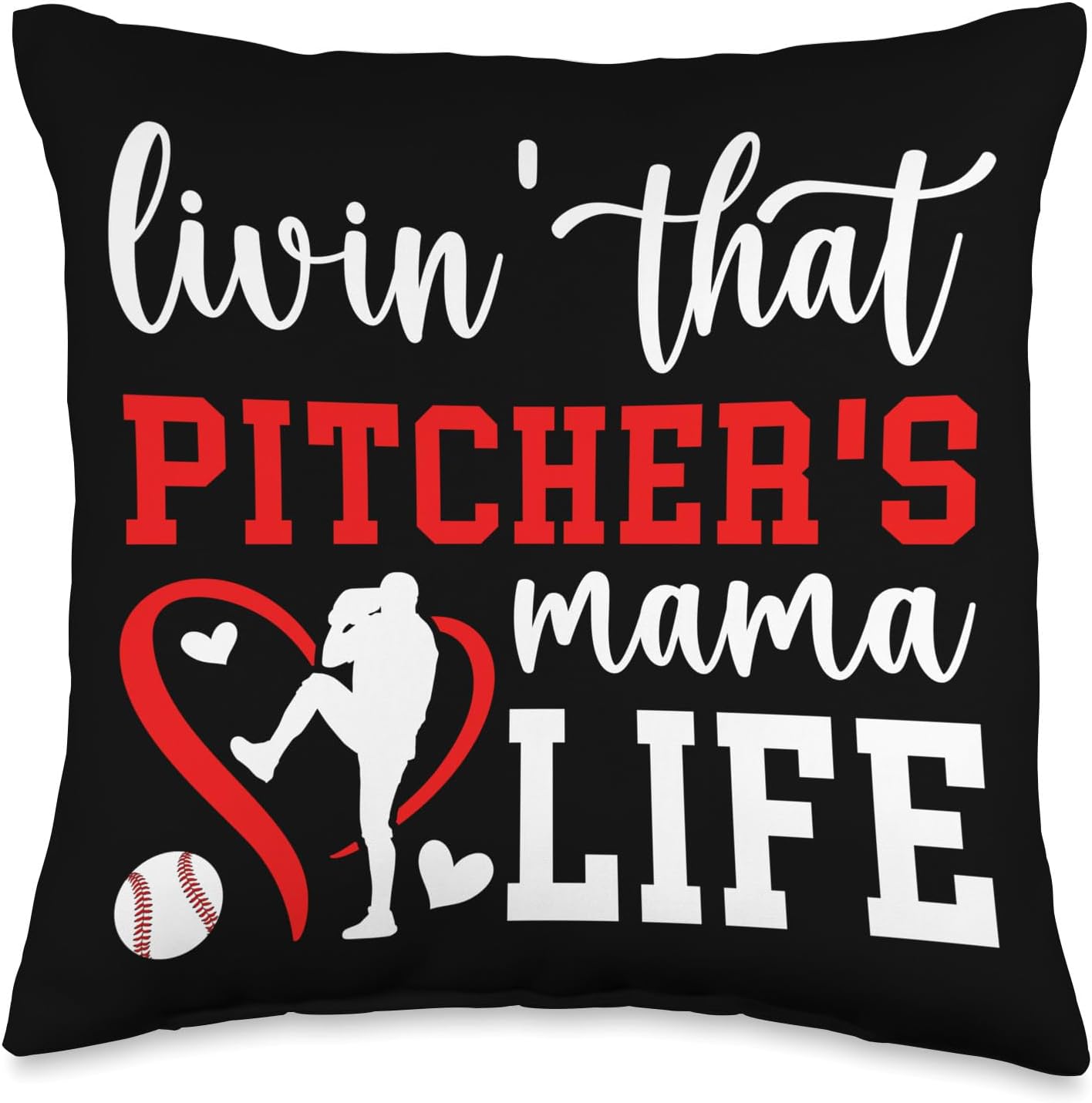 Baseball Pitcher Mom Throw Pillow for Mothers Day 1