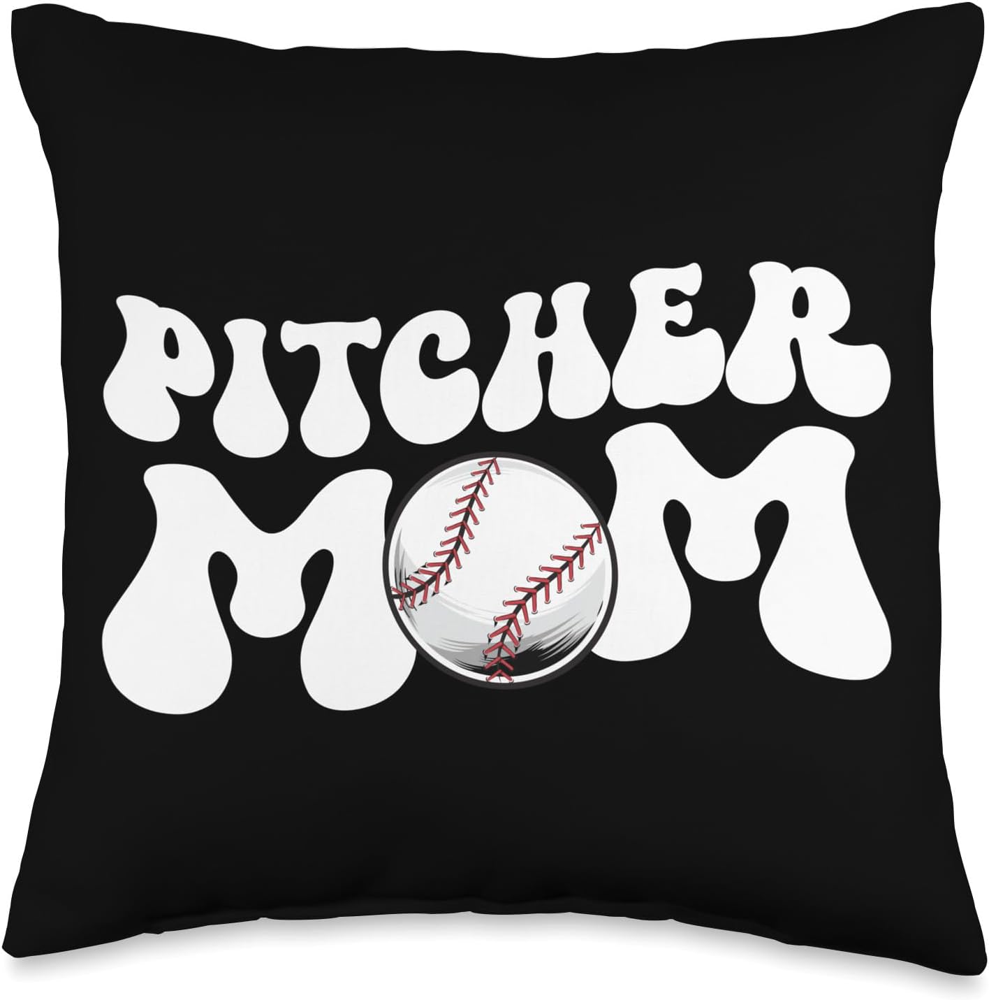 Groovy Mom Baseball Pitcher Throw Pillow 16x16 Multicolor