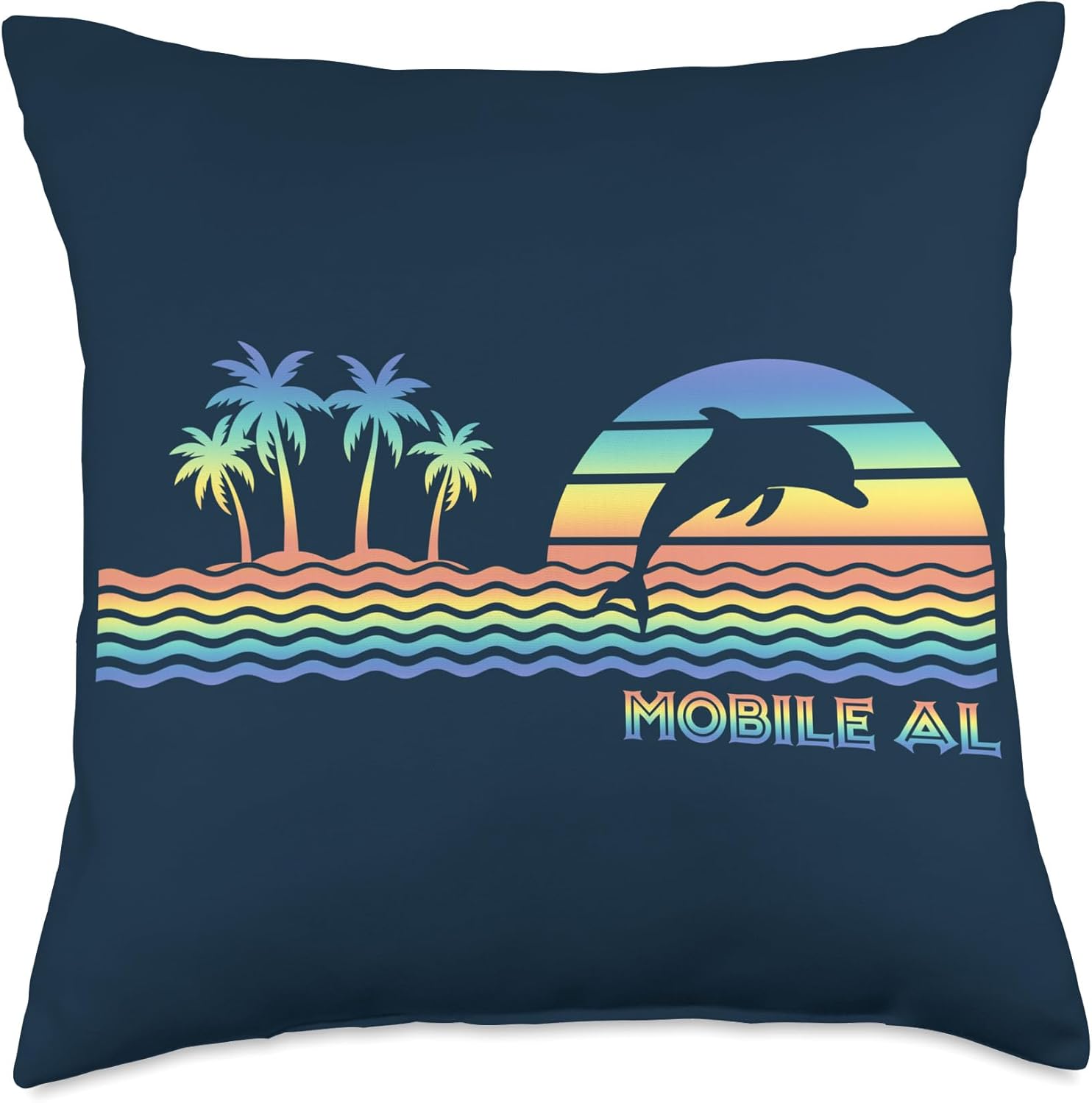 Vintage Mobile AL Retro Dolphin Throw Pillow