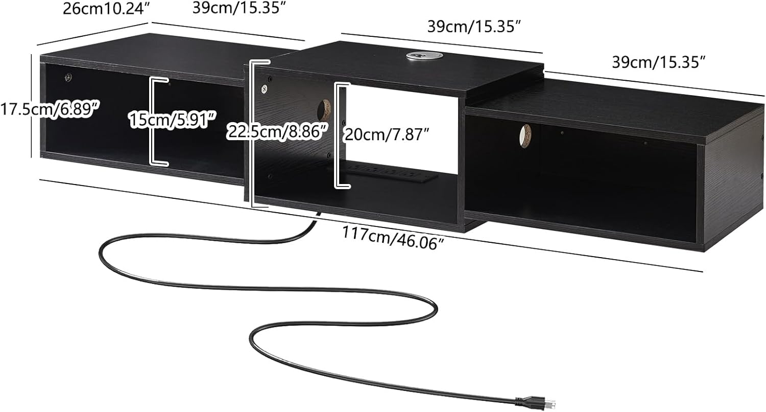 IBUYKE Floating TV Stand Wall Mounted with Power Outlet