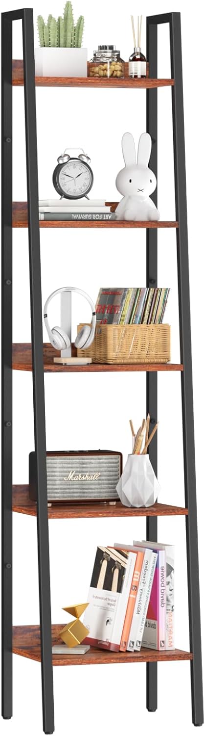 Yoobure 5 Tier Ladder Bookshelf Corner Shelf