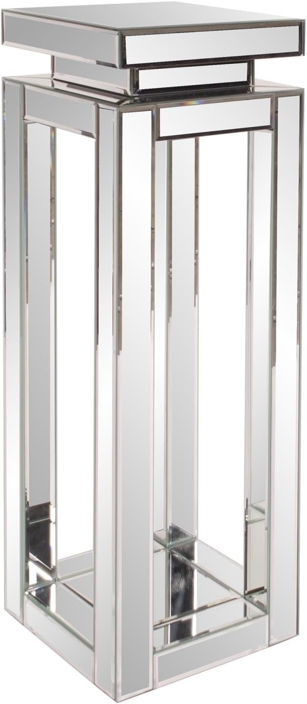Howard Elliott Large Silver Mirrored Pedestal Accent Table