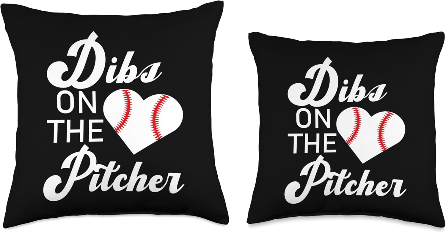 Dibs On The Pitcher Baseball Throw Pillow