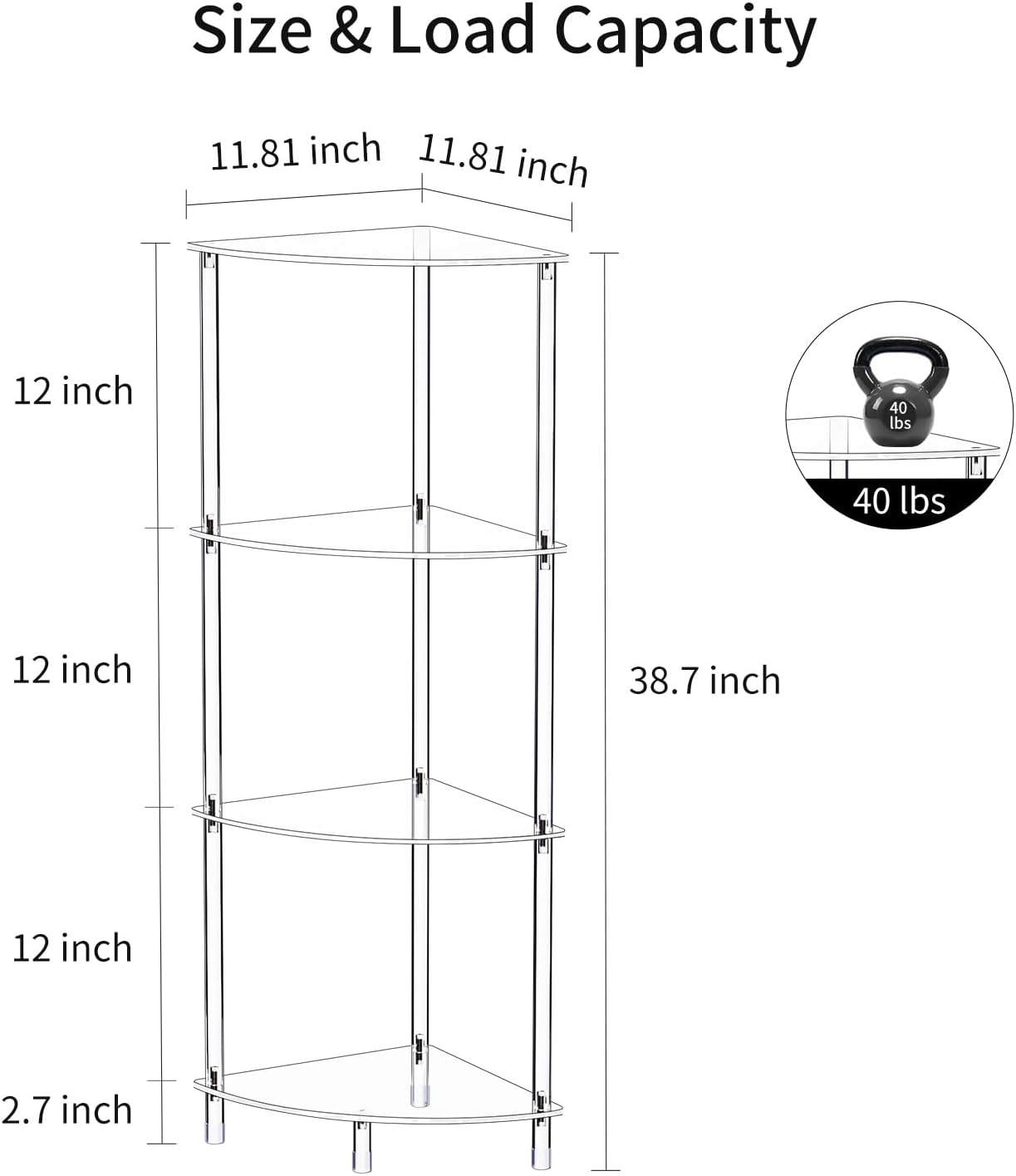 Clear Acrylic Triangle Side Table with 4 Tiers