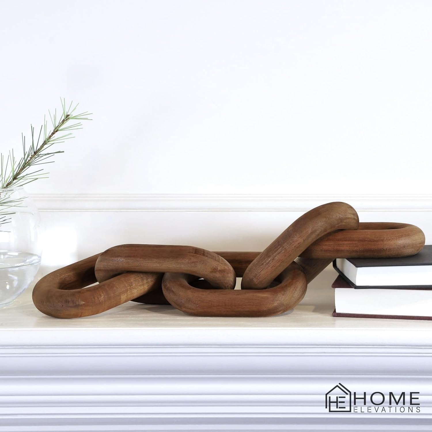 Acacia Wood Chain Link Decor - Brown with Red Undertone