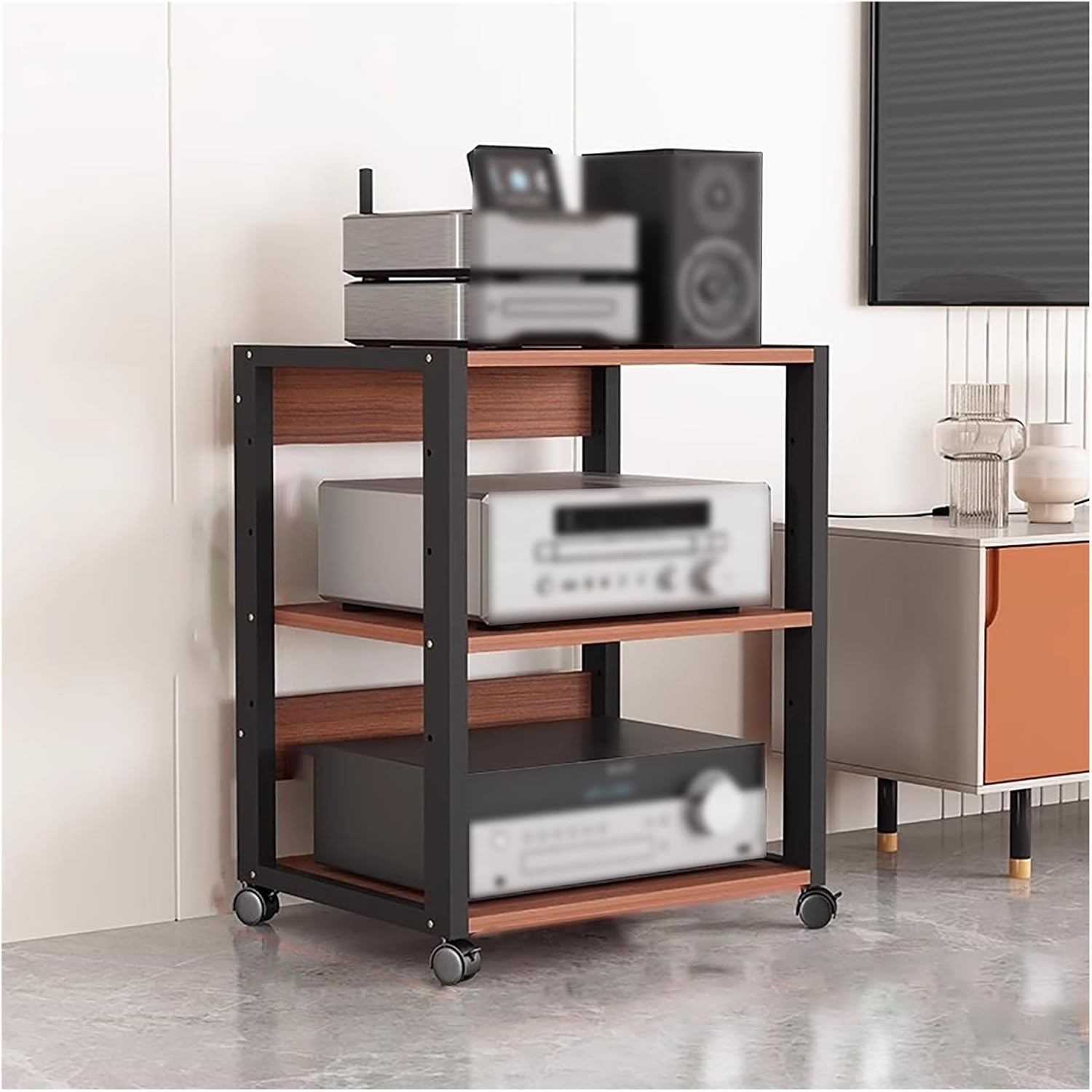 3 Tier Audio Video Component Rack with Adjustable Shelves