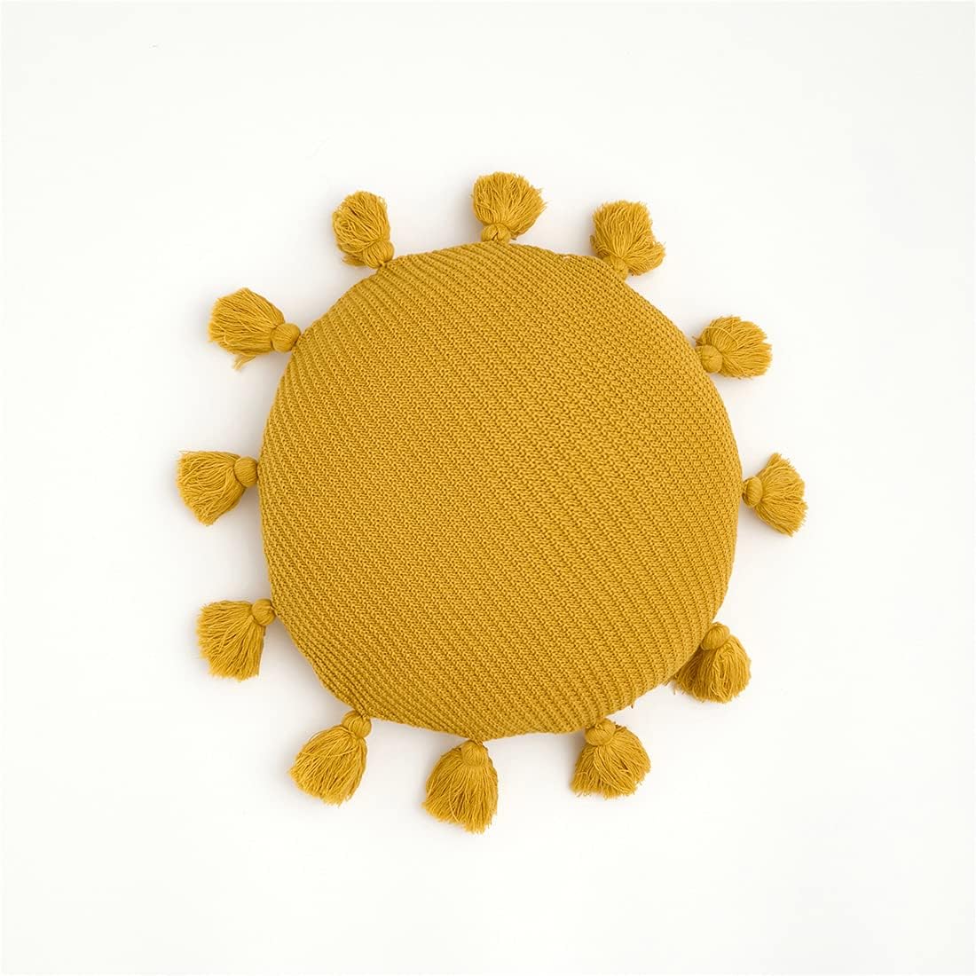 Decorative Round Fringe Throw Pillow with Inserts 16 Inch