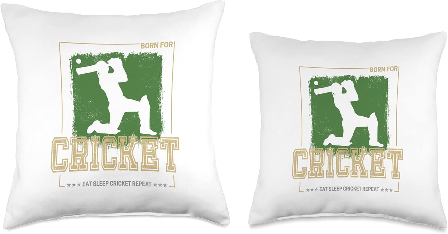 Cricket Batsman Vintage Throw Pillow for Coaches and Players 1