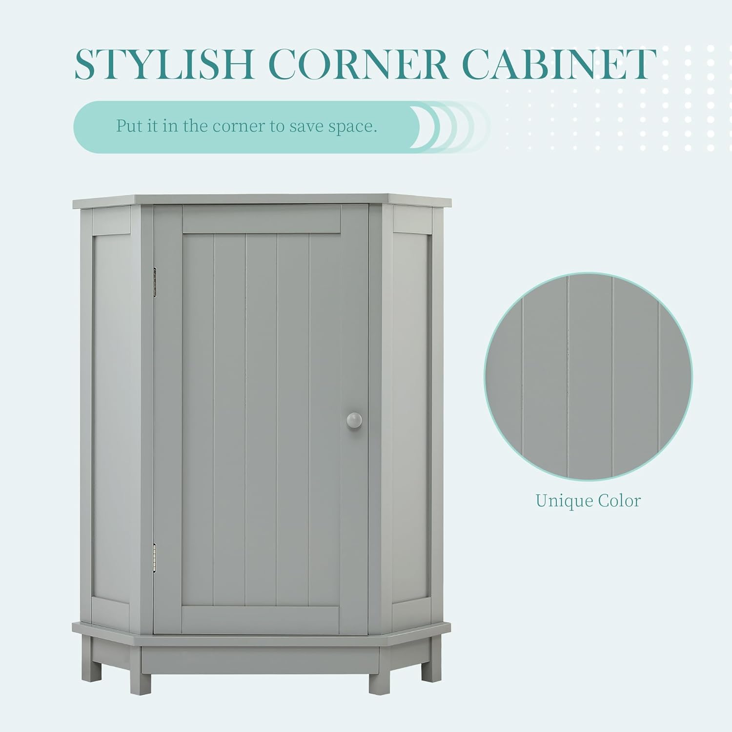 Merax Corner Storage Cabinet with Adjustable Shelf Grey