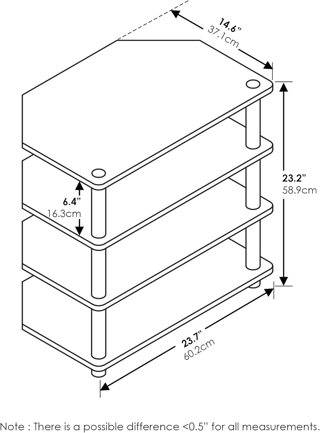 Furinno 4-Tier Petite Entertainment Center Blackwood