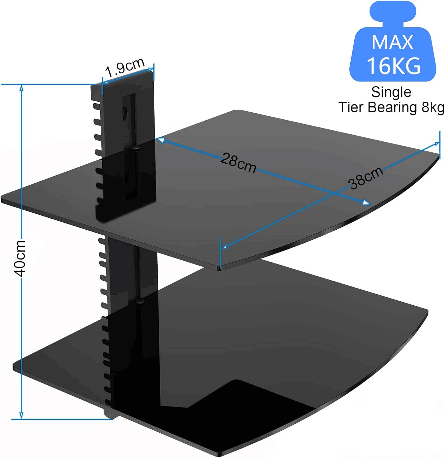 Suptek 2-Tier Floating Shelf Wall Bracket for TV and Media Equipment