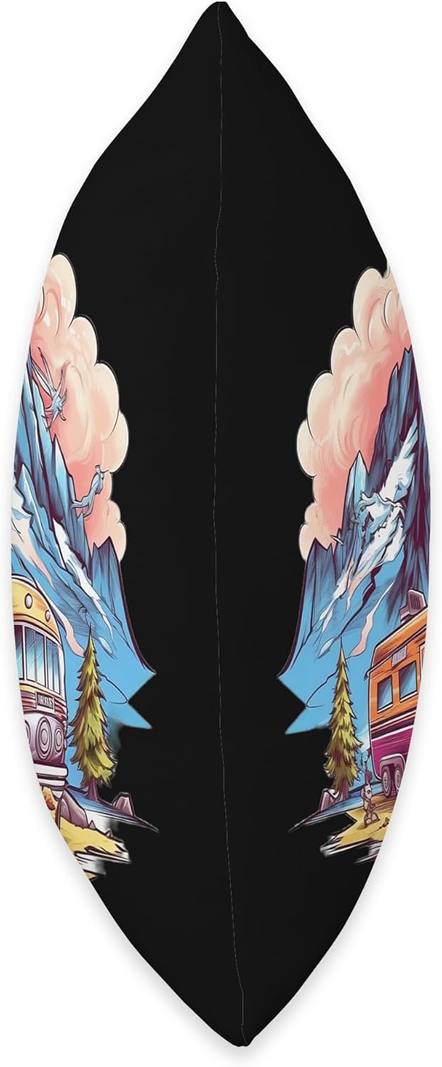 Caravan Mobile Home RV Camper Throw Pillow 16x16 Multicolor