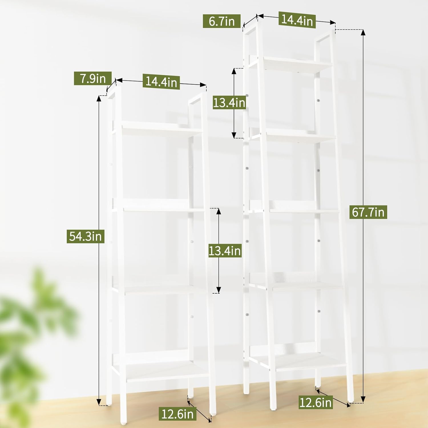 Yoobure 4 Tier Ladder Bookshelf Corner Storage Shelf