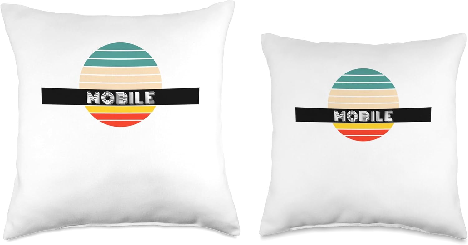 Mobile City Retro Design Throw Pillow 18x18 Multicolor