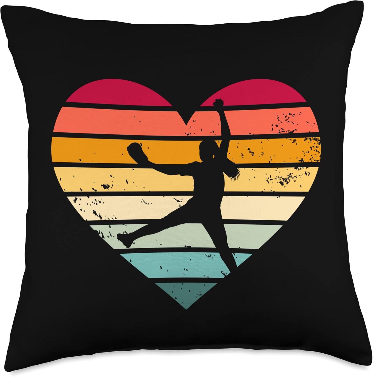 Vintage Color Funny Pitcher Heart Throw Pillow