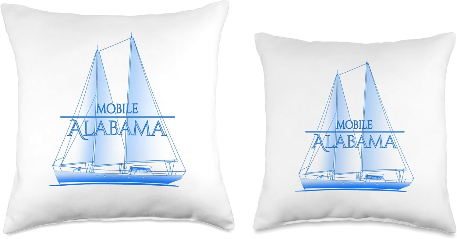 Mobile Coastal Nautical Sailing Throw Pillow 1