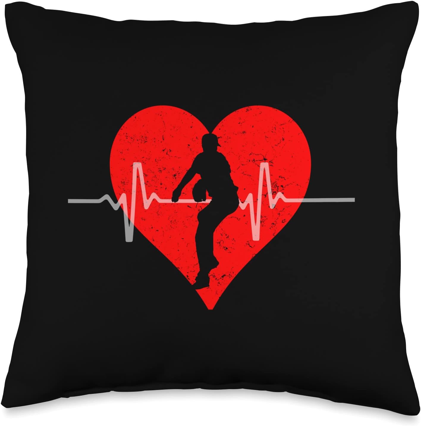 Baseball Pitcher Heartbeat Throw Pillow 1