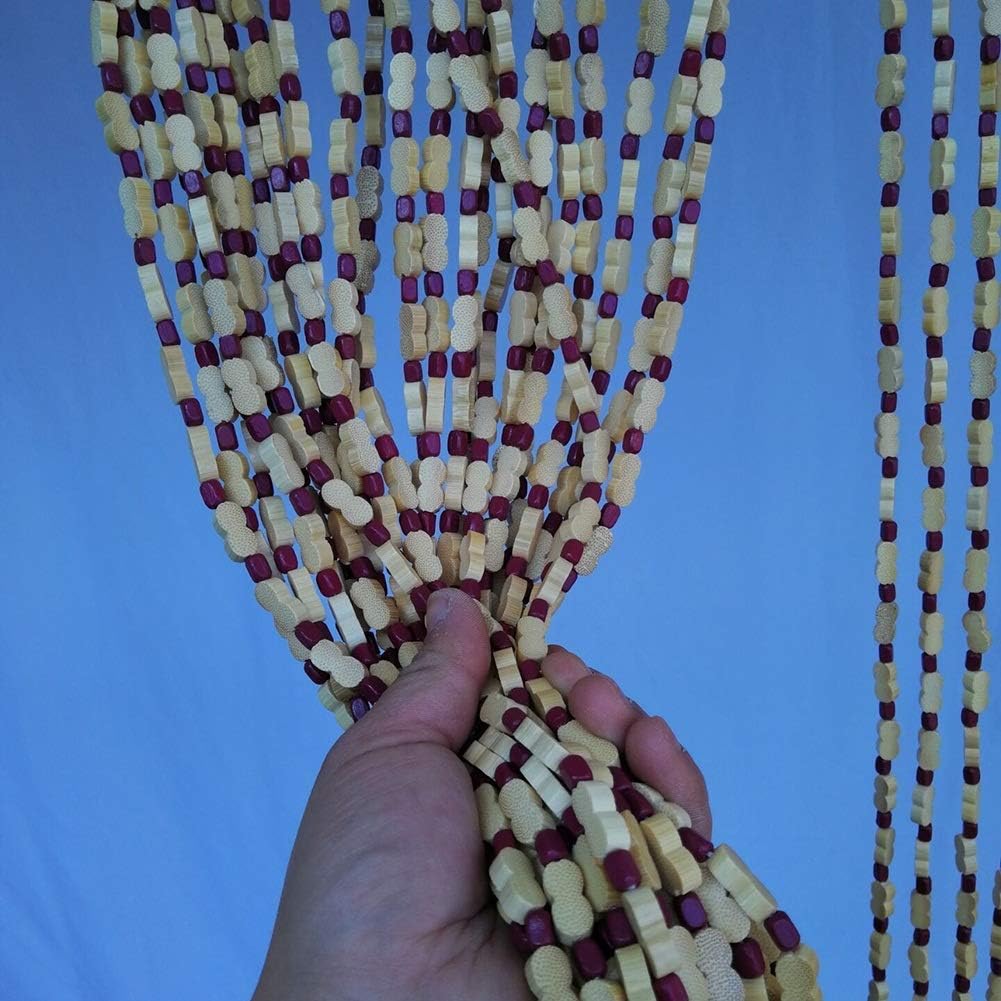 OKUOKA 53 Strands Wood Bead Curtain for Doorways and Room Dividers