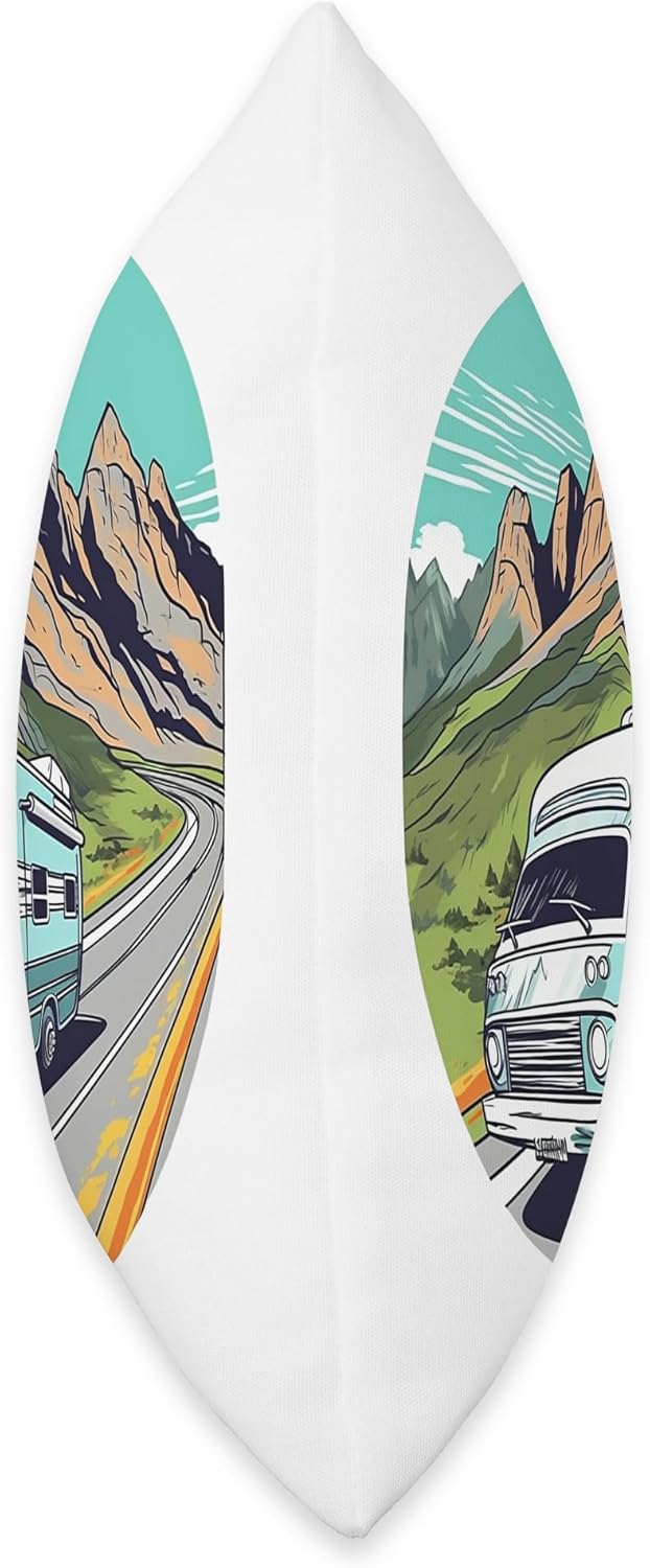 Caravan RV Camper Van Throw Pillow 16x16 Multicolor 1