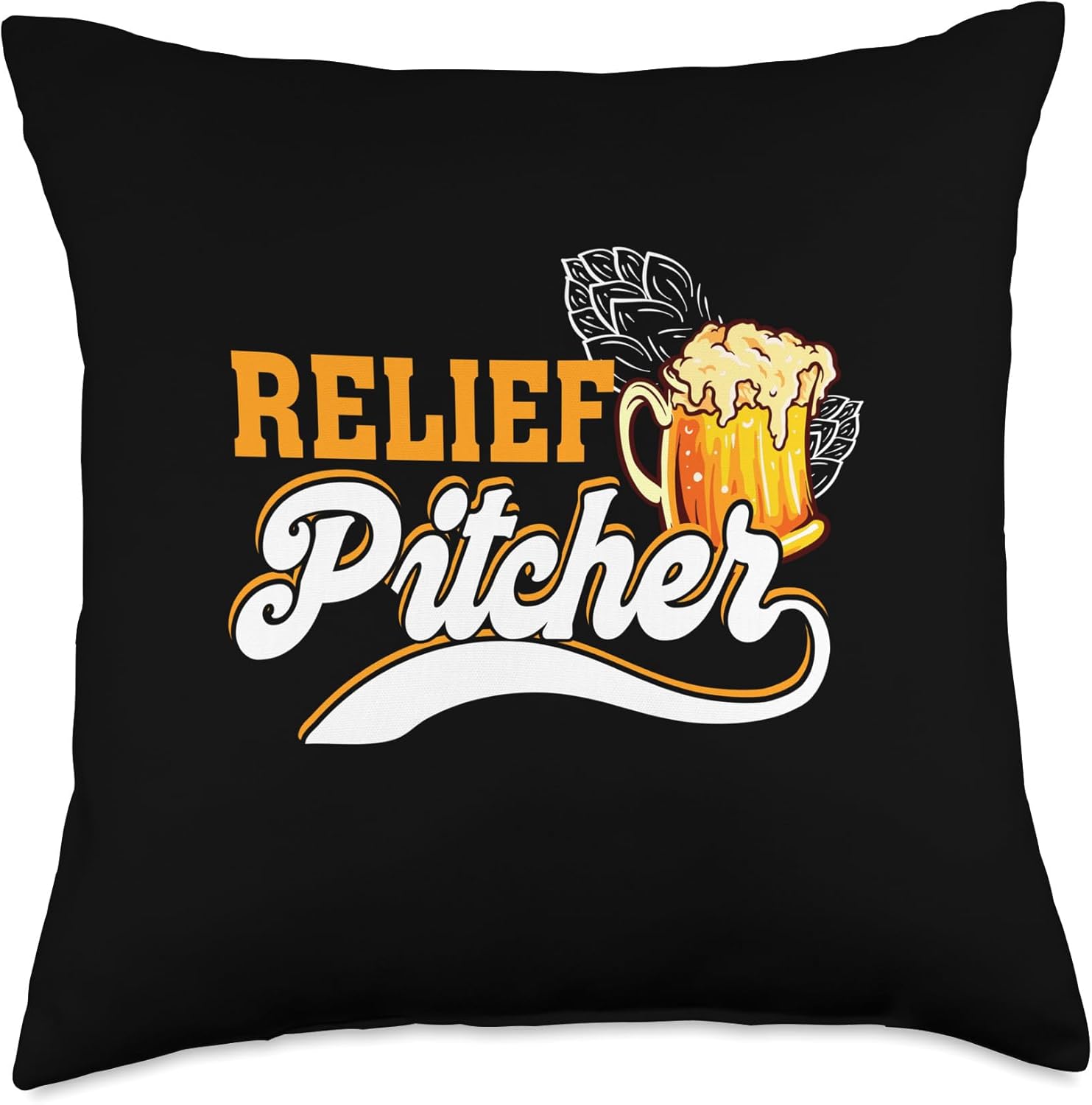 Relief Pitcher Beer and Baseball Minor League Throw Pillow 1