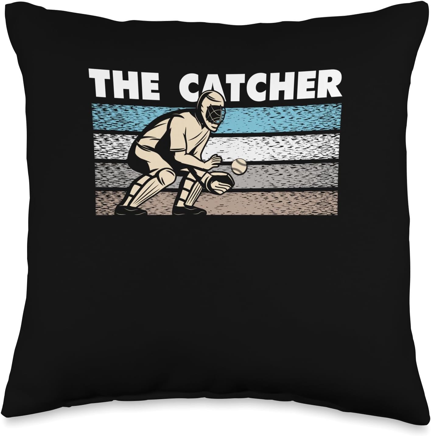 Catcher Pitcher Batter Baseball Throw Pillow 16x16 Multicolor
