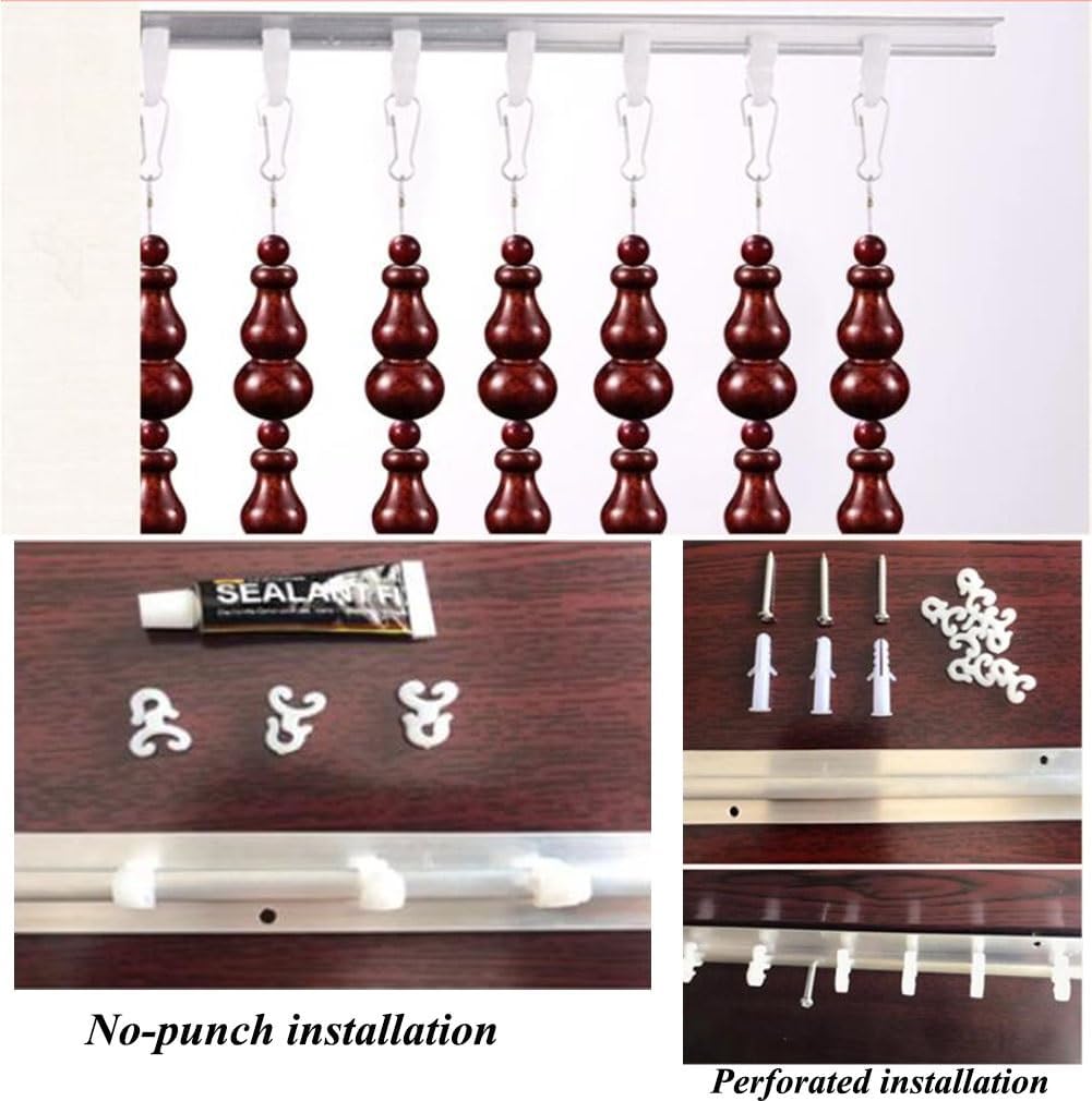 Etlegor Yellow Wood Beaded Curtain for Doorway