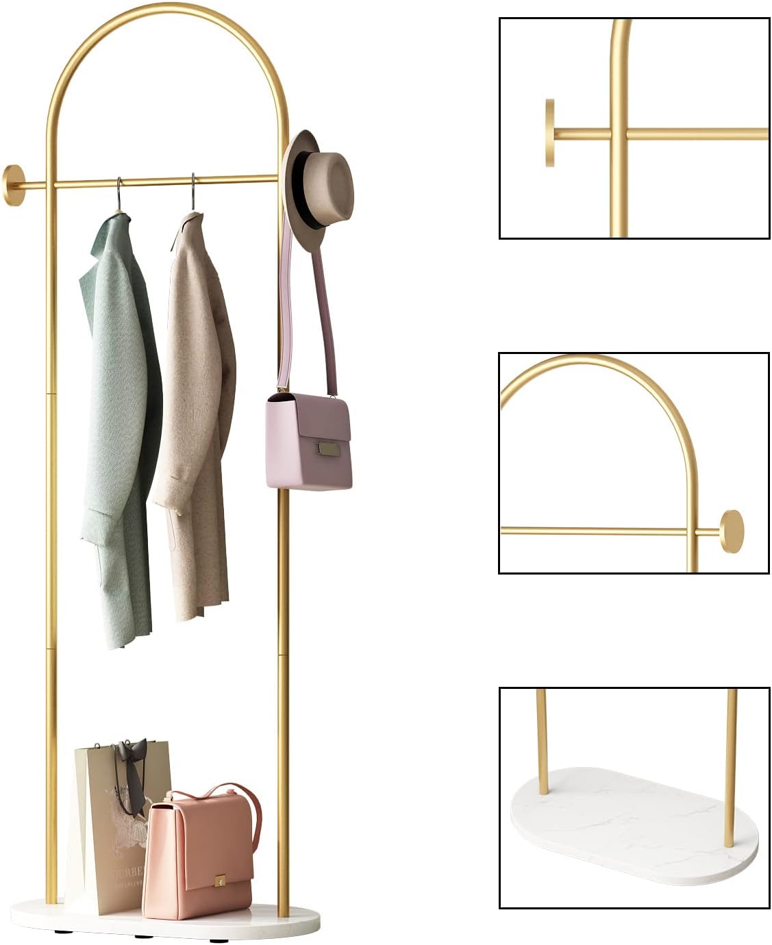 DRIRON Modern Gold Clothes Racks with Shelves