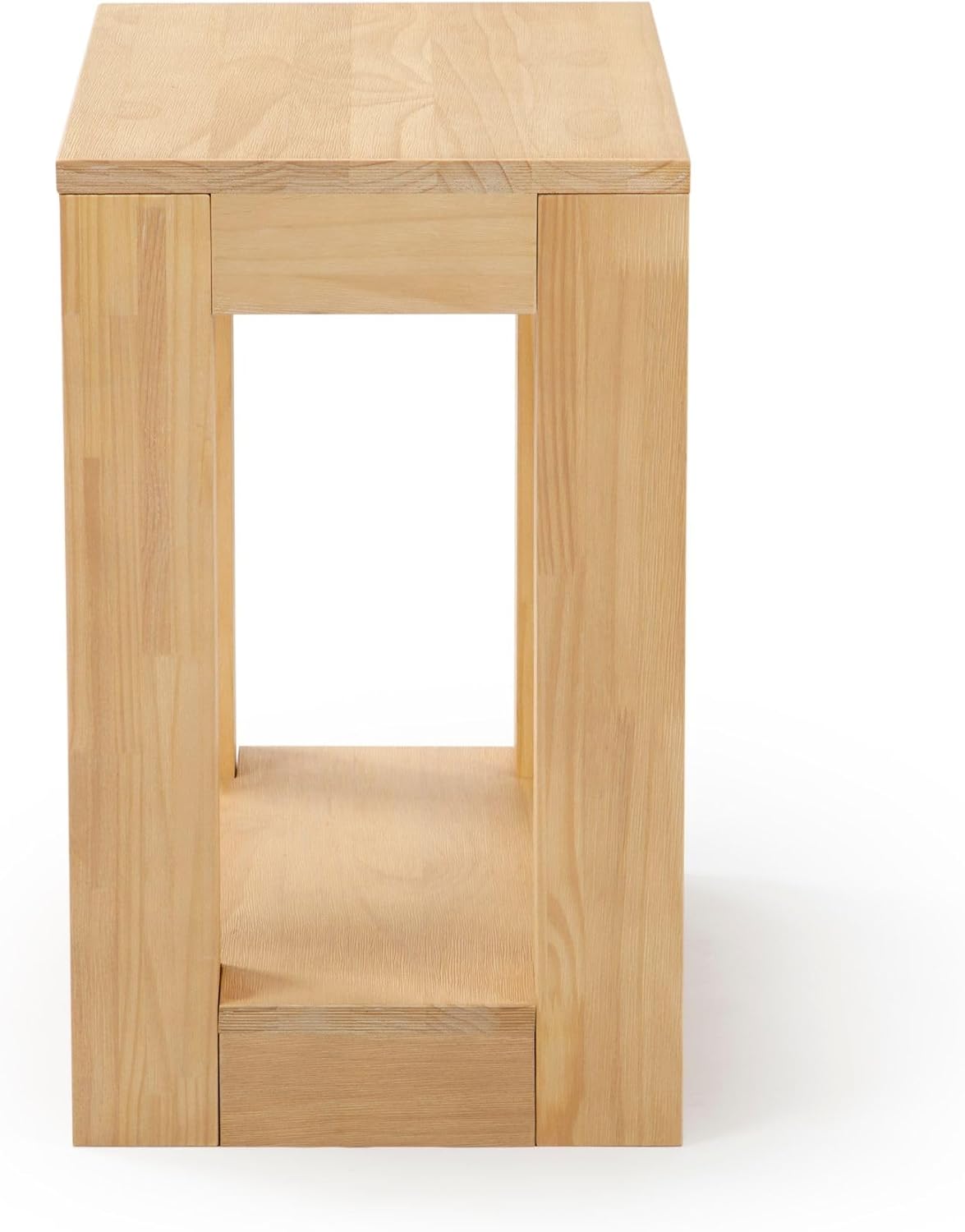 PlankBeam Modern Rectangular Side Table with Shelf