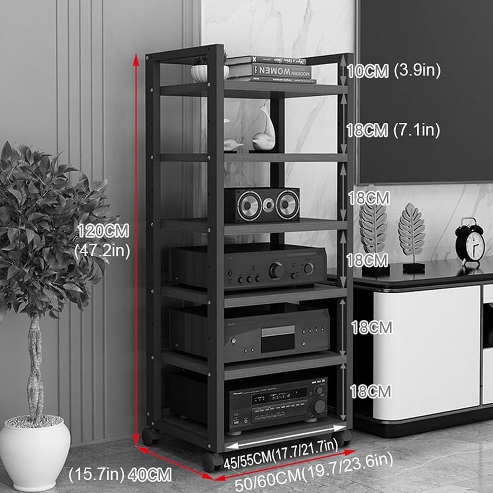 47 Inch 6 Tier Corner Shelf Adjustable Audio Visual Stand